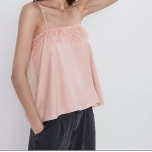 Zara feather on top camisole